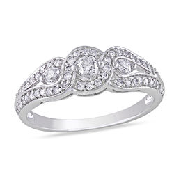 Clearance Zales T W Diamond Frame Interlocking Loops Ring In 14k White Gold