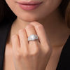 Thumbnail Image 2 of Oval Lab-Created Opal and White Sapphire Frame Multi-Row Ring in Sterling Silver