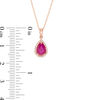 Thumbnail Image 2 of Pear-Shaped Ruby and 1/15 CT. T.W. Diamond Frame Pendant in 10K Rose Gold