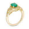 Thumbnail Image 3 of Oval Emerald and 1/5 CT. T.W. Diamond Frame Scrolling Split Shank Ring in 10K Gold