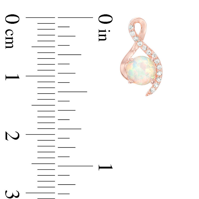 Main Image 3 of Lab-Created Opal and White Sapphire Ribbon Pendant and Stud Earrings Set in Sterling Silver with 14K Rose Gold Plate
