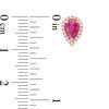 Thumbnail Image 3 of Pear-Shaped Ruby and 1/8 CT. T.W. Diamond Frame Stud Earrings in 10K Rose Gold