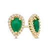 Thumbnail Image 1 of Pear-Shaped Emerald and 1/8 CT. T.W. Diamond Frame Stud Earrings in 10K Gold