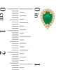 Thumbnail Image 3 of Pear-Shaped Emerald and 1/8 CT. T.W. Diamond Frame Stud Earrings in 10K Gold