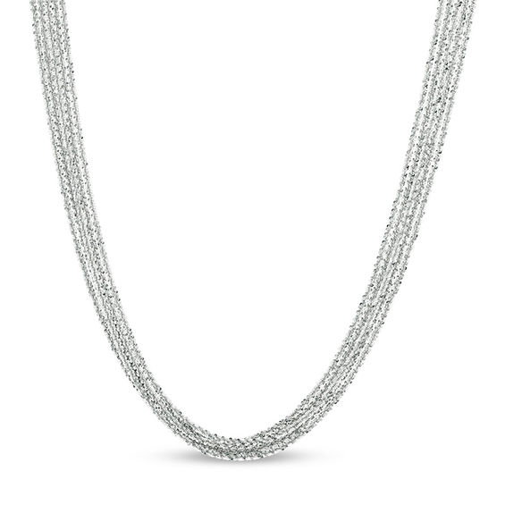Made in Italy Diamond-Cut Multi-Row Adjustable Chain Necklace in Sterling Silver - 20"