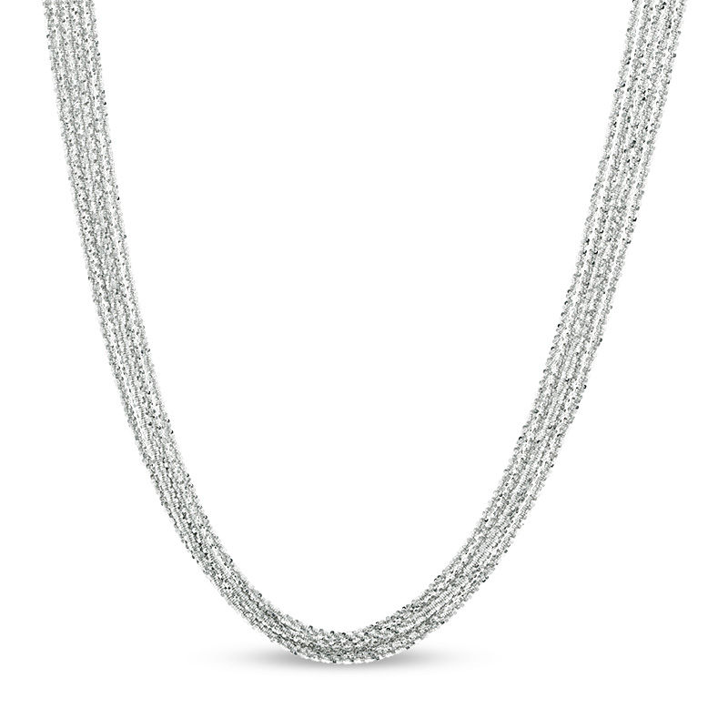 Main Image 1 of Made in Italy Diamond-Cut Multi-Row Adjustable Chain Necklace in Sterling Silver - 20"