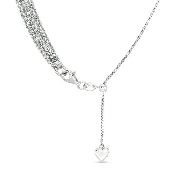 Made in Italy Diamond-Cut Multi-Row Adjustable Chain Necklace in Sterling Silver - 20"