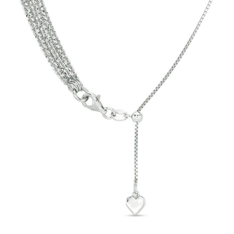 Main Image 2 of Made in Italy Diamond-Cut Multi-Row Adjustable Chain Necklace in Sterling Silver - 20"