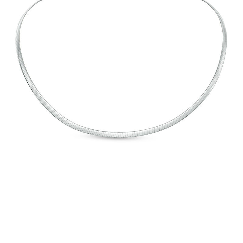 Main Image 1 of Ladies' Made in Italy Reversible 4.0mm Omega Chain Necklace in Sterling Silver and 14K Gold Plate - 16"