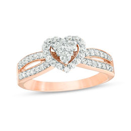 Clearance Zales T W Composite Diamond Heart Frame Split Shank Engagement Ring In 10k