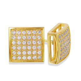 Men's 3/8 CT. T.W. Composite Diamond Square Stud Earrings in Stainless Steel with Yellow IP
