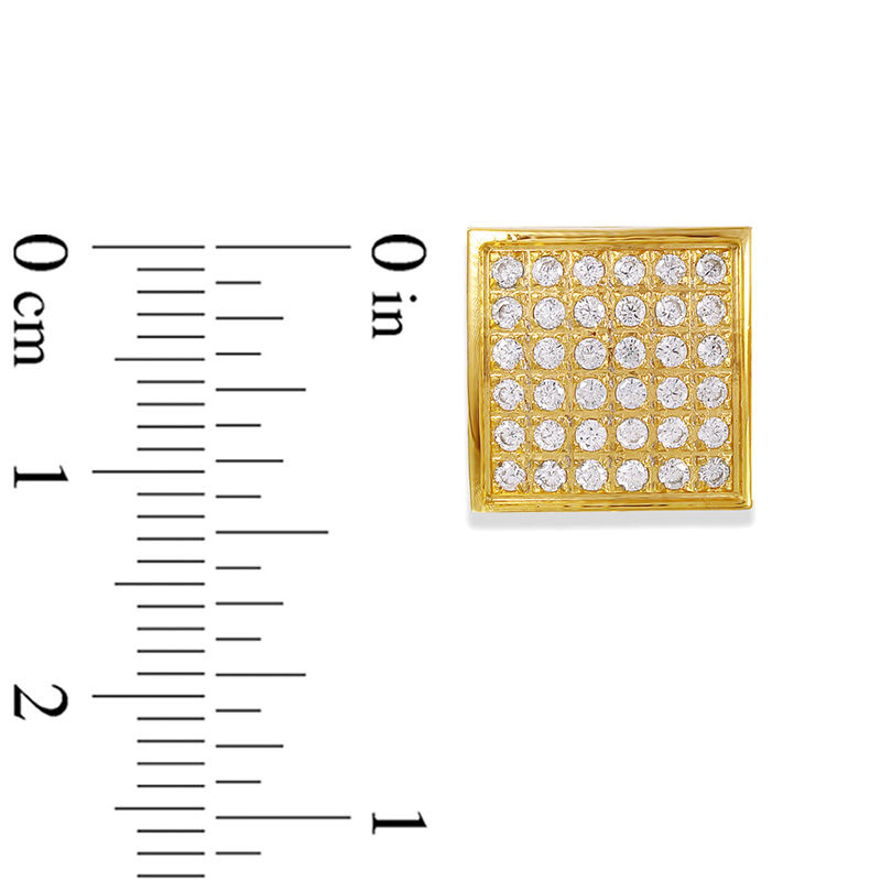 Main Image 2 of Men's 3/8 CT. T.W. Composite Diamond Square Stud Earrings in Stainless Steel with Yellow IP
