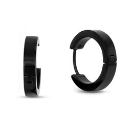 Men's Hoop Earrings in Stainless Steel with Black IP