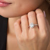 Thumbnail Image 2 of Oval Lab-Created White Sapphire Frame Engagement Ring in Sterling Silver - Size 7