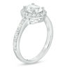 Thumbnail Image 3 of Oval Lab-Created White Sapphire Frame Engagement Ring in Sterling Silver - Size 7