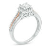 Thumbnail Image 2 of 1 CT. T.W. Diamond Cushion Frame Split-Shank Engagement Ring in 14K Two-Tone Gold