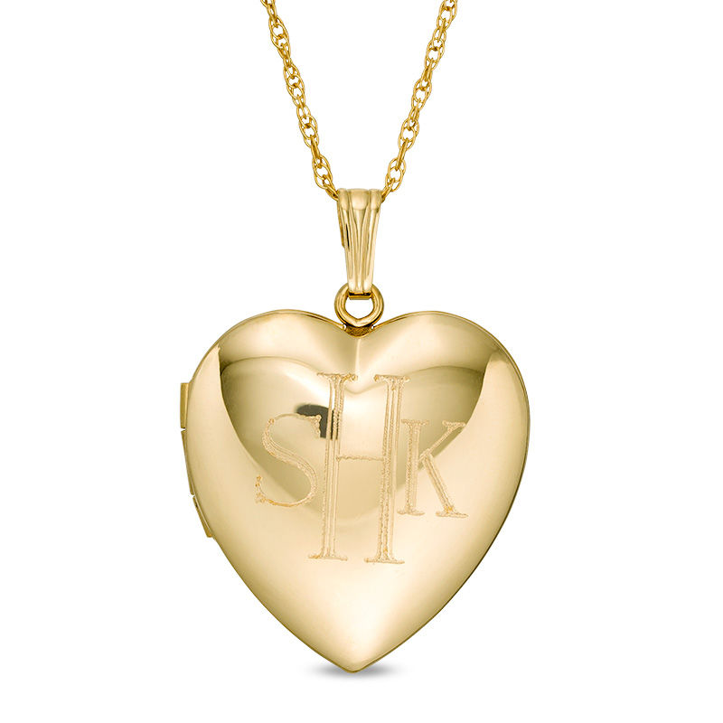 Zales Monogram Engravable Heart Locket in 14K Gold Fill (3 Initials)