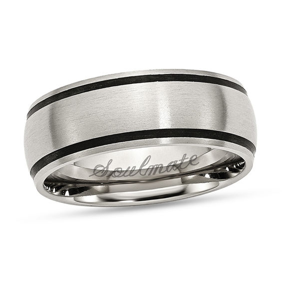 Stainless Steel Greek Key Striped Comfort Fit Band Ring 