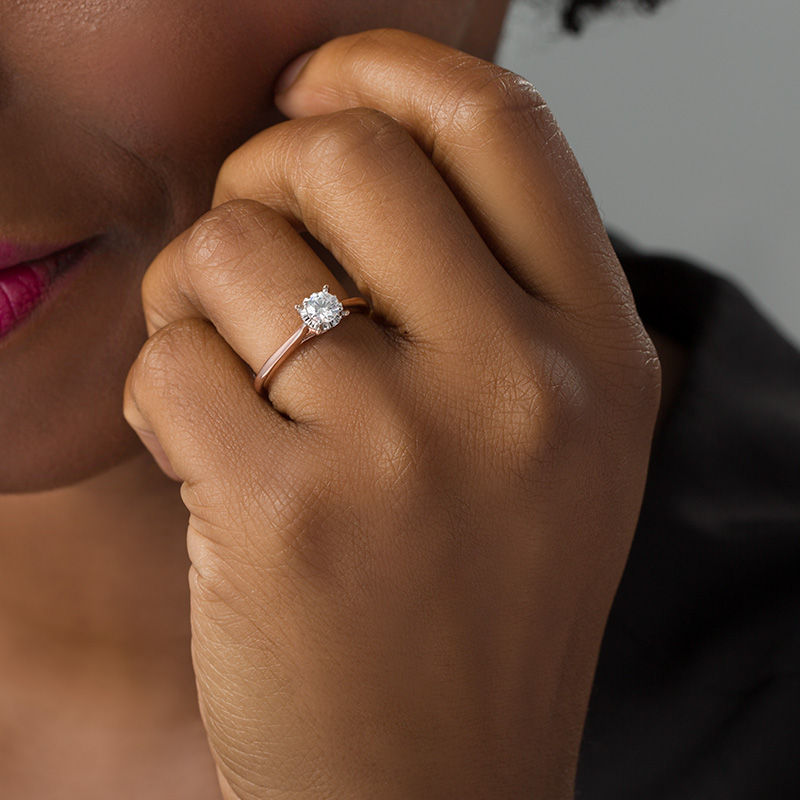 Main Image 2 of 1/5 CT. Diamond Solitaire Engagement Ring in 10K Rose Gold