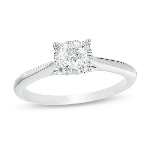 3/8 CT. Diamond Solitaire Engagement Ring in 10K White Gold | Zales