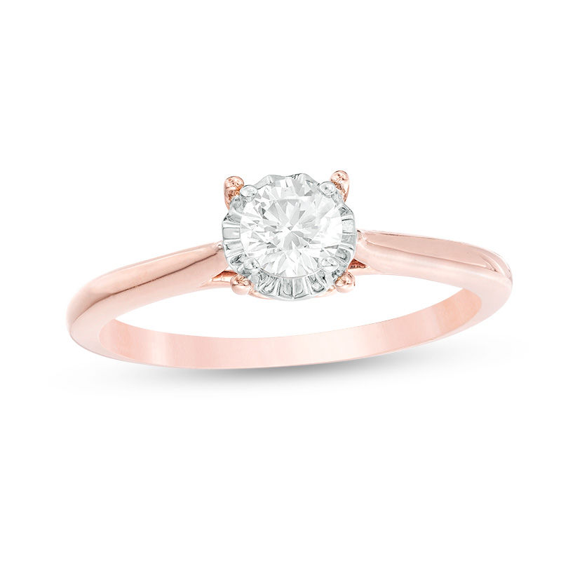 3/8 CT. Diamond Solitaire Engagement Ring in 10K Rose Gold