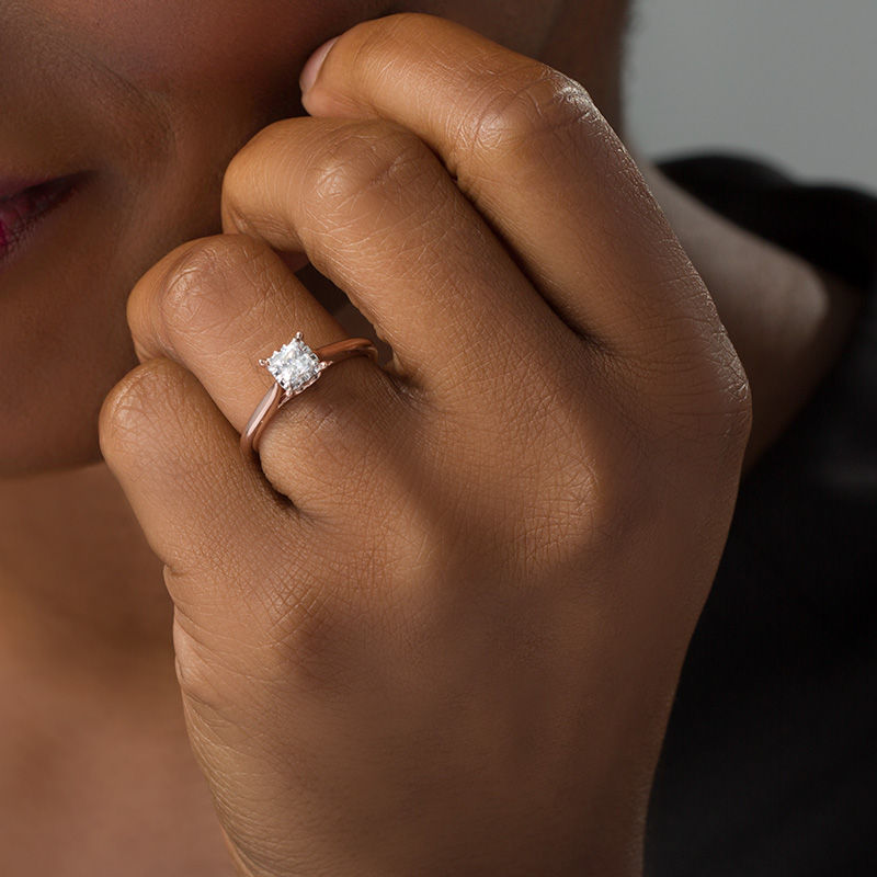 Main Image 2 of 3/8 CT. Princess-Cut Diamond Solitaire Engagement Ring in 10K Rose Gold