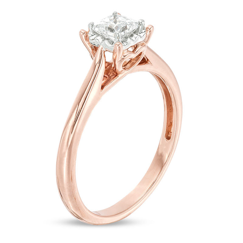 Main Image 3 of 3/8 CT. Princess-Cut Diamond Solitaire Engagement Ring in 10K Rose Gold