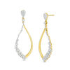 Thumbnail Image 0 of 7/8 CT. T.W. Baguette and Round Diamond Scatter Teardrop Earrings in 10K Gold