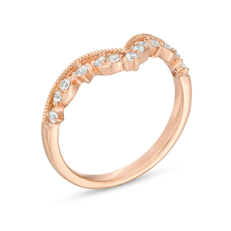 1/5 CT. T.W. Diamond Chevron Vintage-Style Anniversary Band in 10K Rose Gold