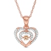 Thumbnail Image 0 of 0.24 CT. T.W. Champagne and White Diamond Double Heart Pendant in 10K Rose Gold