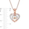 Thumbnail Image 1 of 0.24 CT. T.W. Champagne and White Diamond Double Heart Pendant in 10K Rose Gold