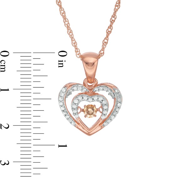 0.24 CT. T.w. Champagne and White Diamond Double Heart Pendant in 10K Rose Gold