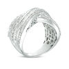 Thumbnail Image 2 of 2 CT. T.W. Baguette and Round Diamond Triple-Row Crossover Ring in 10K White Gold - Size 7