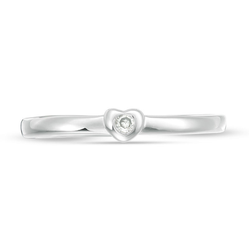 Diamond Accent Solitaire Heart Promise Ring in Sterling Silver