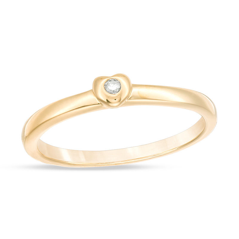 Diamond Accent Solitaire Heart Promise Ring in Sterling Silver with 14K Gold Plate