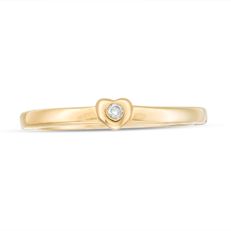 Diamond Accent Solitaire Heart Promise Ring in Sterling Silver with 14K Gold Plate