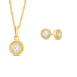 Jewelry Sets Gift Ideas Zales T W Diamond Solitaire Rope Edge Vintage Style Pendant And