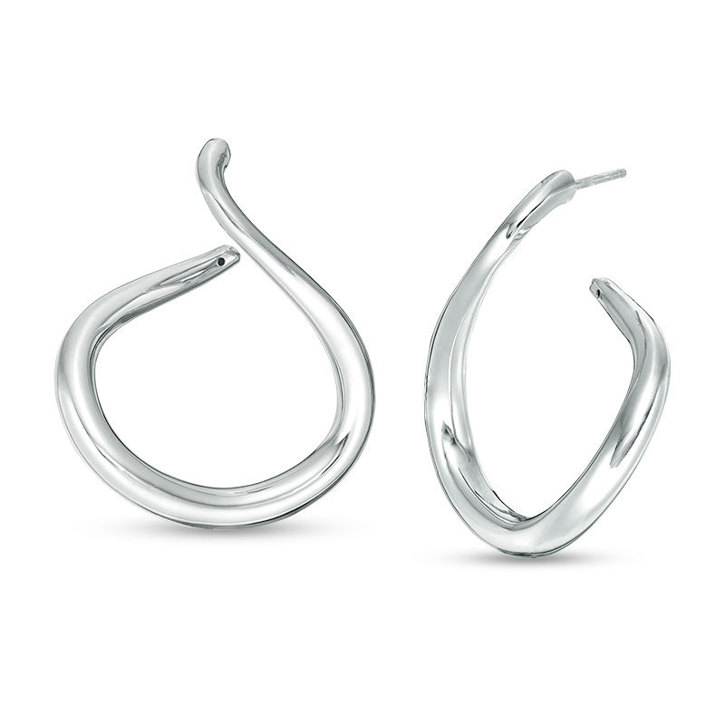 Main Image 1 of Made in Italy Swirling Loop Drop Earrings in Sterling Silver