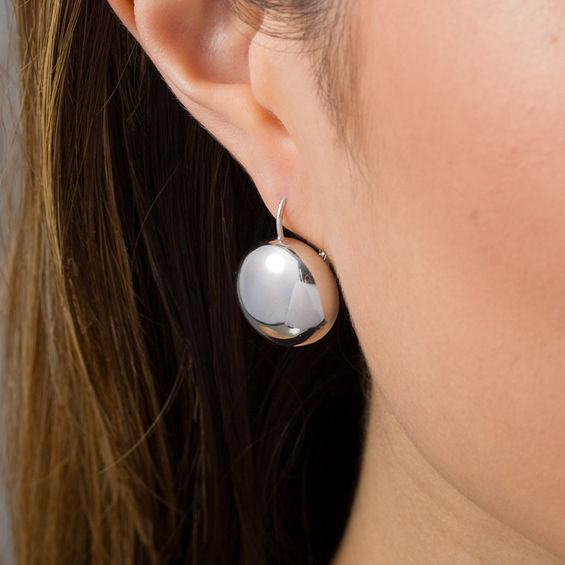 Made in Italy 18.0mm Button Drop Earrings in Sterling Silver