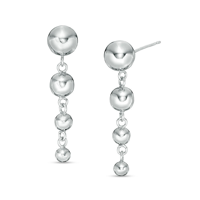 Main Image 1 of Made in Italy Graduated Bead Drop Earrings in Sterling Silver