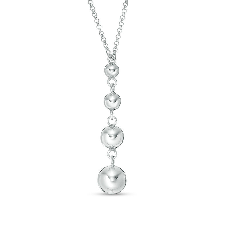 Main Image 1 of Made in Italy Graduated Bead Drop Pendant in Sterling Silver - 18.5"