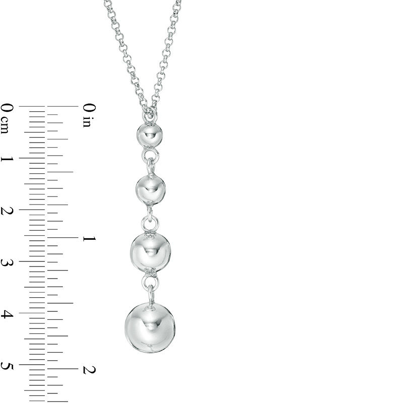 Main Image 4 of Made in Italy Graduated Bead Drop Pendant in Sterling Silver - 18.5"