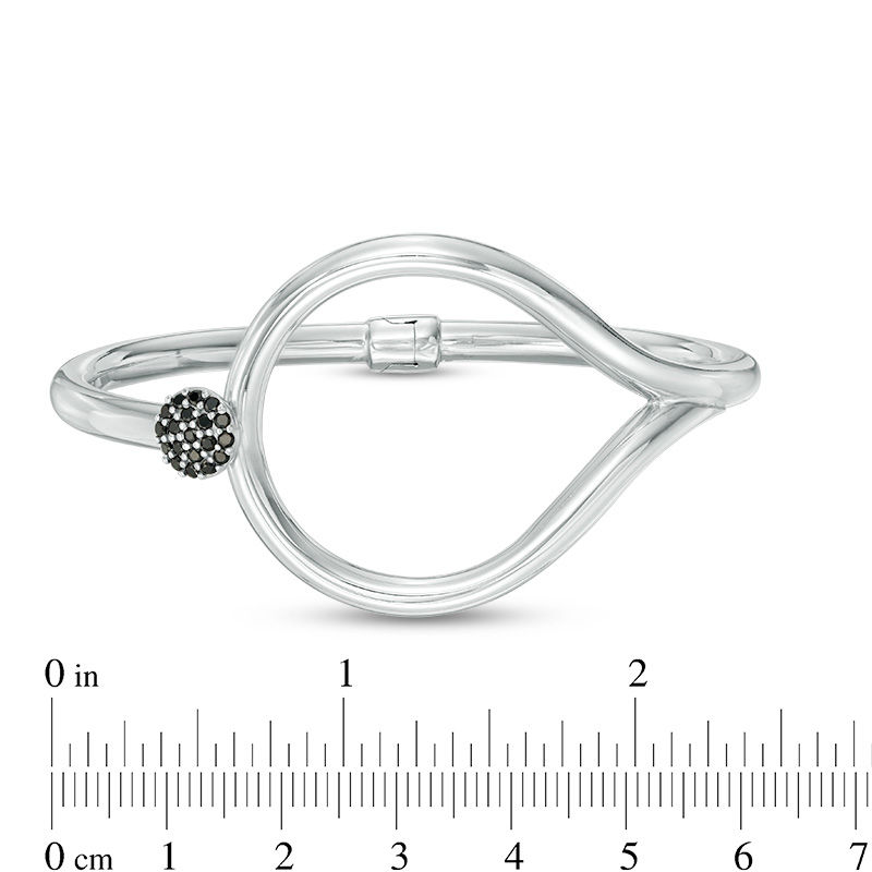 Main Image 3 of Made in Italy Black Spinel Cluster Loop Bangle in Sterling Silver