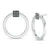 Thumbnail Image 1 of Made in Italy Black Spinel Square Cluster Open Circle Doorknocker Drop Earrings in Sterling Silver