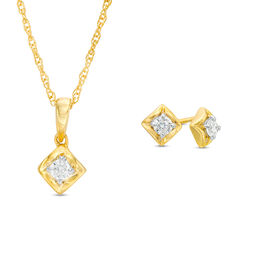 Jewelry Sets Gift Ideas Zales T W Diamond Solitaire Tilted Twist Square Pendant And Stud Earrings Set