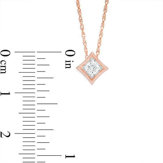 1/4 CT. T.w. Diamond Solitaire Concave Square Pendant and Stud Earrings Set in 10K Rose Gold