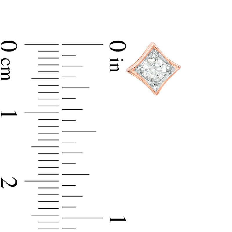 Main Image 4 of 1/4 CT. T.W. Diamond Solitaire Concave Square Pendant and Stud Earrings Set in 10K Rose Gold