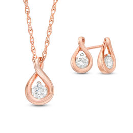 Jewelry Sets Gift Ideas Zales T W Diamond Solitaire Teardrop Twist Pendant And Stud Earrings Set In