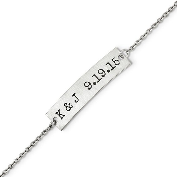 Couple's Engravable Initials and Date ID Bracelet in Sterling Silver (2 Initials and 1 Date)
