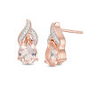 Thumbnail Image 0 of Pear-Shaped Morganite and Diamond Accent Flame Drop Earrings in 10K Rose Gold
